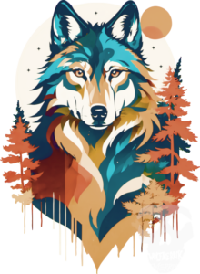 Wolf Shirt Wednesday Pastel Fall Wolf Design