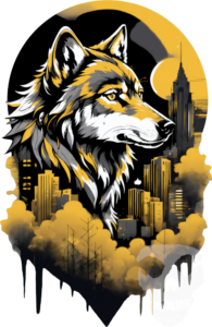 Black Gold Urban Wolf Shirt Design