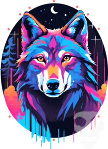 Eerie Neon Blacklight Wolf Shirt Design