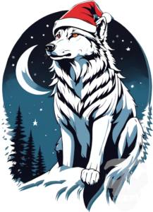 Christmas Eve Wolf Wintery Hillside Design