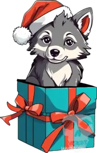 Wolf Santa Puppy Giftbox Design